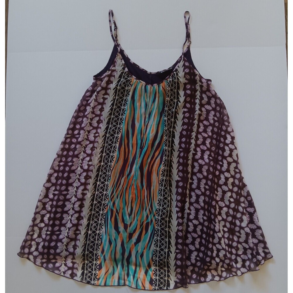 Express Dress Womens Small Strappy Mini Flowy Sleeveless Artsy beachy multiprint